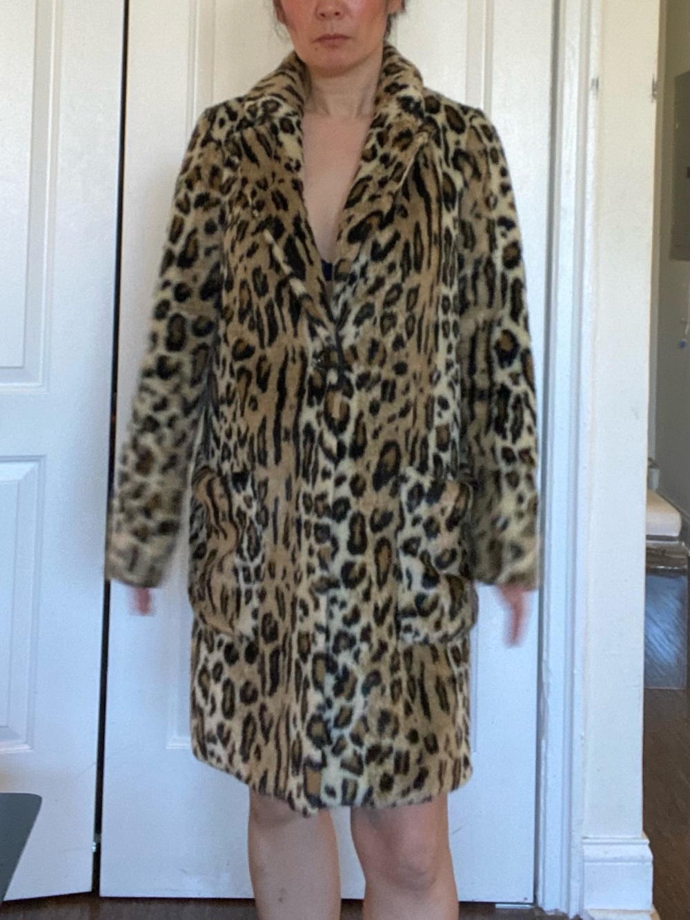 Michael by Michael Kors Leopard Print Faux Fur Duster Coat XS